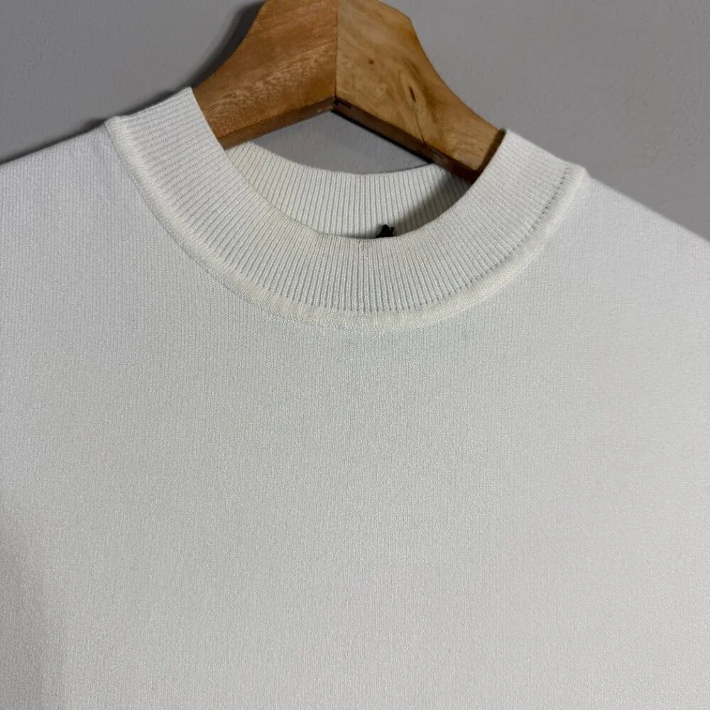 Hugo Boss Ferdola Mixed Media Midi Dress Women's XS Ivory Black Career Chic NWOT - Picture 9 of 16